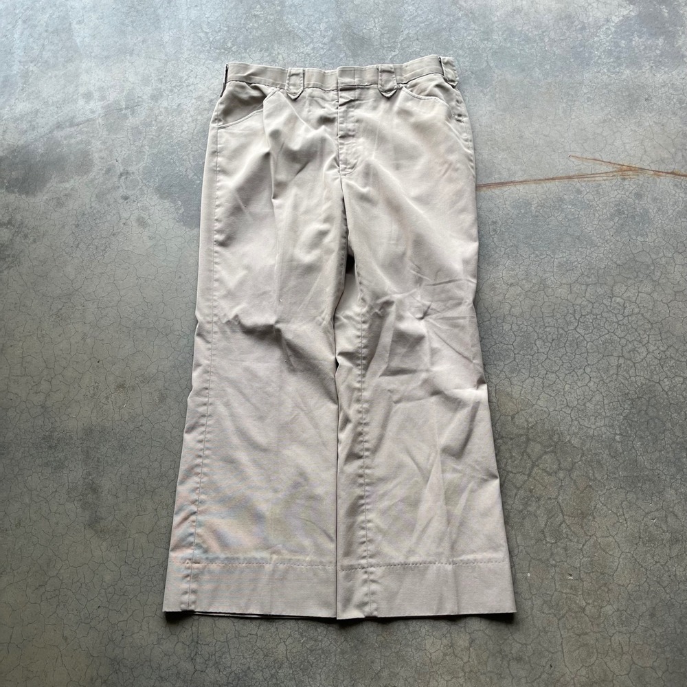 Vintage Mesquite Niver Western Wear Pants Tan WideLeg Workwear Made in USA 32x26